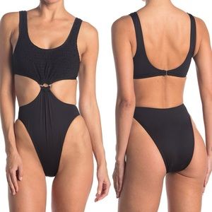 The Bikini Lab Black O-Ring Cutout Monokini Swimsuit - XXS